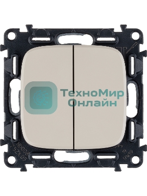 Механизм выключателя 2-кл. СП Valena Allure 10А IP20 250 В с лицевой панелью; безвинтовые зажимы сл. кость Legrand 752805
