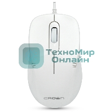 Мышь проводная Crown CMM-502 белый, 1000 dpi, USB, кнопки - 3