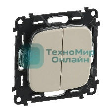 Механизм выключателя 2-кл. СП Valena Allure 10А IP20 250 В с лицевой панелью; безвинтовые зажимы сл. кость Legrand 752805