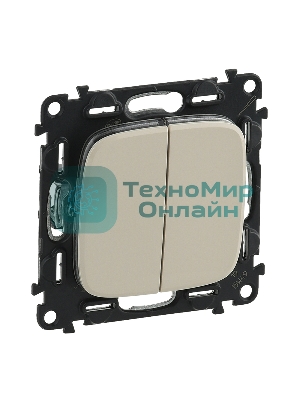 Механизм выключателя 2-кл. СП Valena Allure 10А IP20 250 В с лицевой панелью; безвинтовые зажимы сл. кость Legrand 752805