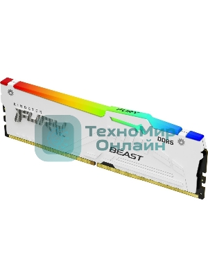 Оперативная память Kingston Fury Beast, DDR5, 32Gb (1x32Gb), 5600MHz, CL40, DIMM, с радиаторами, RGb, белый