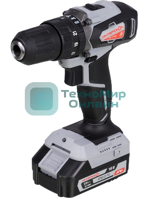 Дрель-шуруповерт ИНТЕРСКОЛ ДАУ-13/18ВК, 18 В, 2 Ач, 45 Нм, бесщеточный, ударный