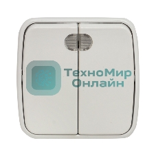 Выключатель 2-клавишный ОП 10А с индикатором белый EKF Basic Минск