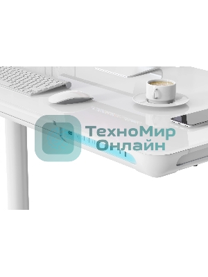 Стол компьютерный Cactus CS-EGD-WT-LED столешница закаленное стекло, белый каркас белый