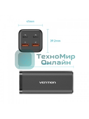 Сетевое зарядное устройство Vention на 4 порта GaN 100W USB (C+C+A+A) черный, шт.