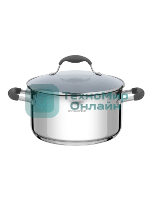 Кастрюля Maunfeld LAURA MCS40S08GR из нержавеющей стали со стеклянной крышкой, 22 см, 4 л.