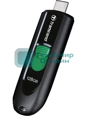 Флешка USB Transcend JetFlash 790C (TS128GJF790C), 128Gb, USB 3.2, R/W 90/60, черный/зеленый