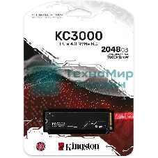 Накопитель SSD Kingston KC3000, 2Tb, PCIe 4.0 x4, M.2 2280, NVMe, R/W 7000/7000, с радиатором