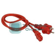 Шнур питания Lanmaster C13-Schuko прямая, 3х0.75, 220В, 10А, красный, 1.8 метра