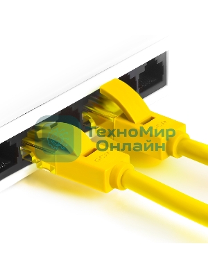 Патч-корд Greenconnect UTP прямой ethernet 0.5m cat.5е, RJ45, литой (Желтый) (GCR-LNC02-0.5m)
