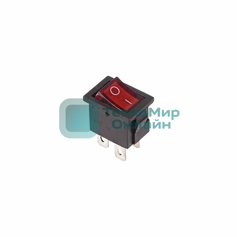 Выключатель клавишный Rexant 250V 6А (4с) ON-OFF красный с подсветкой Mini 36-2190