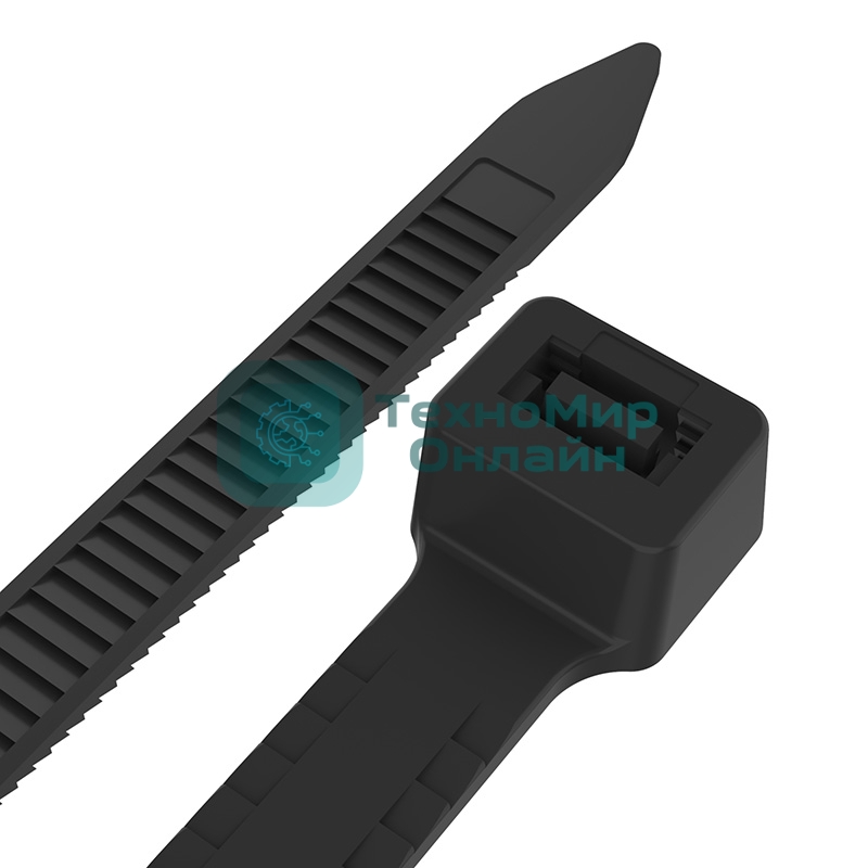 Хомут-стяжкa нейлоновая с тройным замком Rexant 400x4,8 мм, черная, упаковка 100 шт.