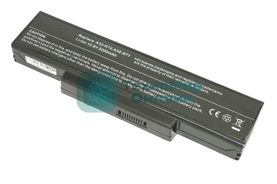 Аккумуляторная батарея для ноутбука Asus K72 5200mAh OEM черный