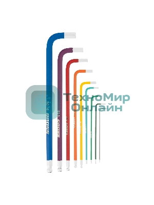 Набор ключей Gross 16400 имбусовых hex 1.5–10мм s2 9шт магнит экстра-длин. с шаром хром/краска