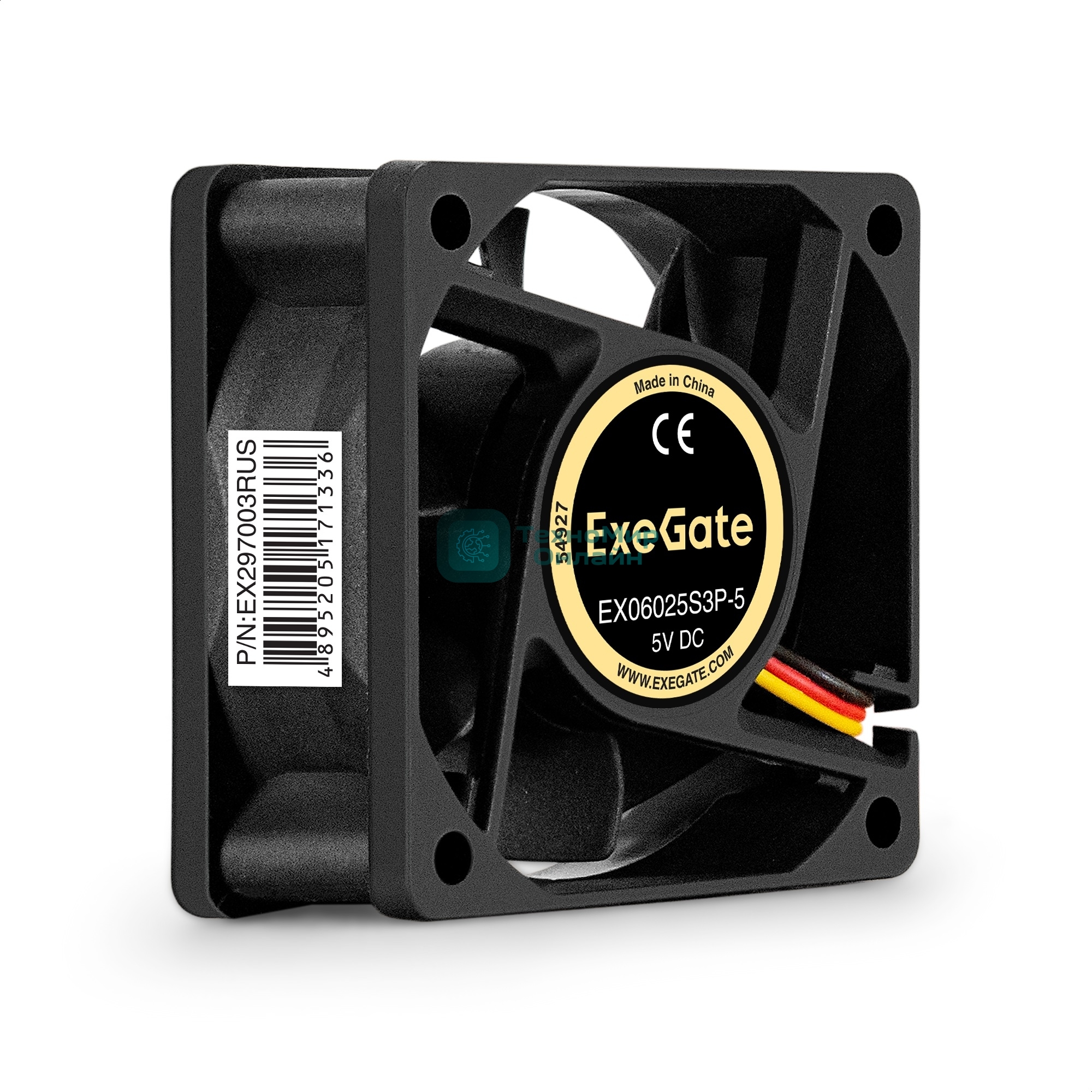 Вентилятор для корпуса ExeGate EX06025S3P-5 черный, 60 мм, 3500 об/мин, 25.3 дБ, 3 pin