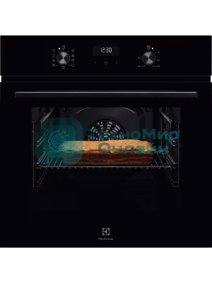 Встраиваемый духовой шкаф Electrolux EOF5H50BZ, Духовой шкаф электрический с конвекцией, приготовление на пару, объем 65 л, 8 режимов, очистка каталитическая, 2 стекла в дверце, направляющие проволочные, черный