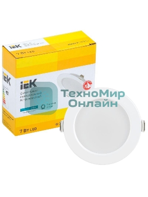 Светильник светодиодный ДВО 1611 7Вт 4000К IP20 круг бел. IEK LDVO0-1611-07-4000-K01