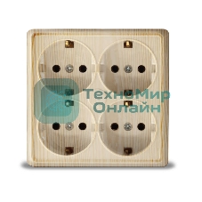Розетка 4-м ОП Олимп с заземл. квадрат сосна UNIVersal 1177