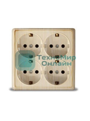 Розетка 4-м ОП Олимп с заземл. квадрат сосна UNIVersal 1177