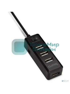 USB-концентратор Buro BU-HUB4-0.5L-U2.0, USB 2.0, USB 4 порта, USB