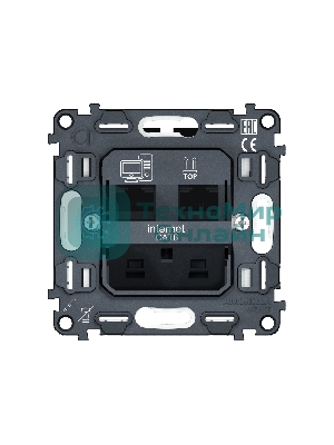 Механизм компьютерной двойной розетки RJ-45 (8P8C) CAT6 с автоматической защитной шторкой QUANT VM189