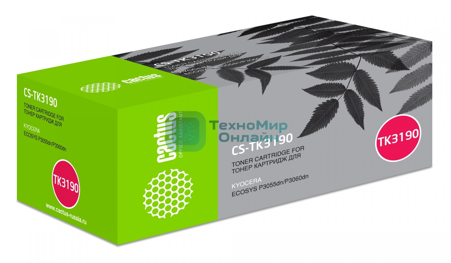 Картридж лазерный Cactus CS-TK3190 черный (25000 стр.) для Kyocera Ecosys P3055dn/P3060dn