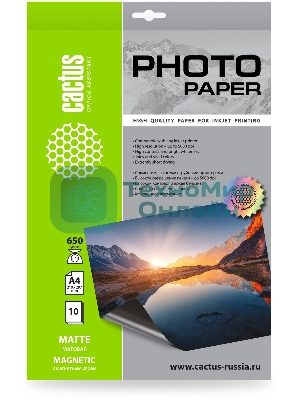 Фотобумага Cactus CS-MMA465010 A4/650г/м2/10л./белый матовое/магнитный слой для струйной печати