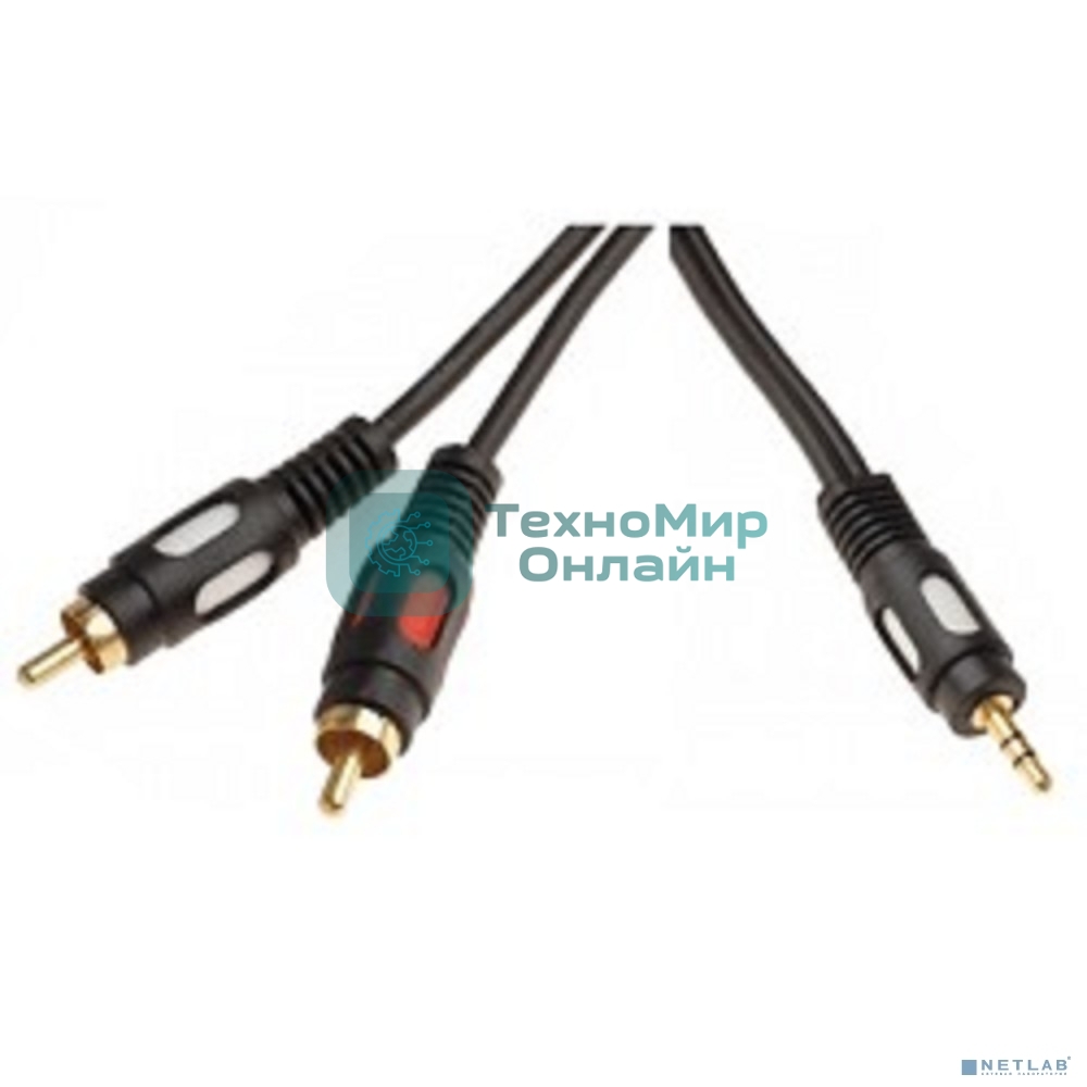 Шнур 3.5 Rexant Stereo Plug - 2RCA Plug 1.5М (GOLD)