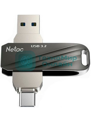 Флешка USB Netac US11 черный 64Gb USB Type-A + USB Type-C, metal/plastic case