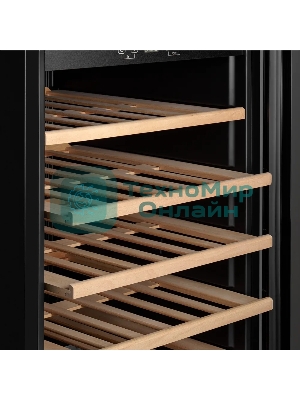 Винный шкаф Kuppersberg RSW 82, отдельностоящий, High-Tech, объем 128 л, вместимость 40 бутылок, диапазон температуры 5-20 градусов, механическое открытие двери, 6 полок из бука, LCD дисплей, уровень шума 38 дБ, черный