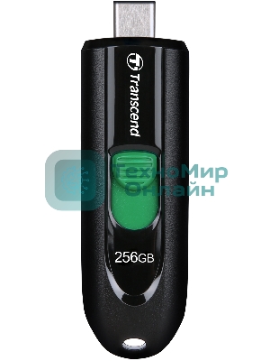 Флешка USB Transcend JetFlash 790С (TS256GJF790C), 256Gb, USB 3.0 Type-C, R/W 90/60, черный/зеленый