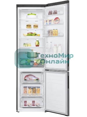 Холодильник LG GA-B509CLSL графитовый двухкамерный 277/107л морозилка снизу, No Frost