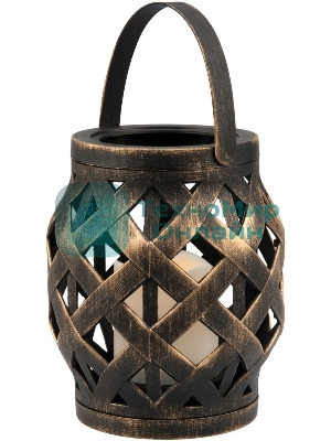 Декоративный фонарь со свечкой, плетеный корпус, бронза, размер 14х14х16,5 см, цвет теплый белый