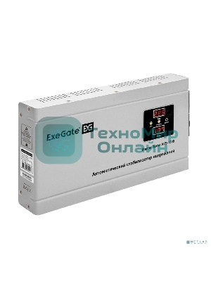 Стабилизатор напряжения ExeGate Master Turbo AVS-1500 (1500ВА, 100-265В, цифр. индикация вход/вых. напряжения, 220В±8%, КПД 98%, 5 уровней защиты, задержка, усиленный метал.корпус, евророзетка, RTL)