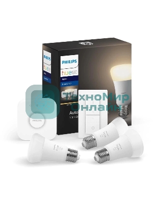Умная лампа Philips Hue Starter Kit E27 9Вт 806lm (упак.:3шт) (929001821620)