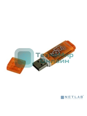 Флешка USB Smartbuy Glossy series Orange (SB64GbGS-Or), 64Gb, USB 2.0, R/W 25/15, оранжевый