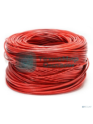 Кабель витая пара UTP (U/UTP) Cabeus UTP-4P-Cat.5e-SOLID-LSZH-RD, категория 5e, 4 пары (24 AWG), одножильный, красный, LSZH, нг(А)-HF, (305 м)