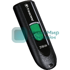 Флешка USB Transcend JetFlash 790С (TS256GJF790C), 256Gb, USB 3.0 Type-C, R/W 90/60, черный/зеленый