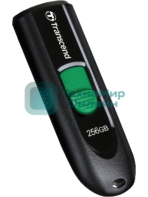 Флешка USB Transcend JetFlash 790С (TS256GJF790C), 256Gb, USB 3.0 Type-C, R/W 90/60, черный/зеленый