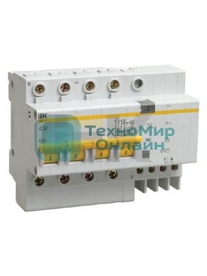 Выключатель автоматический дифференциального тока 4п C 32А 300мА тип AC 4.5кА АД-14 IEK MAD10-4-032-C-300