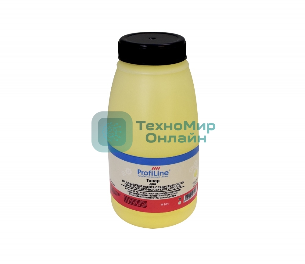 Тонер ProfiLine PL-CB542/CE312/CE322/CE252/CE262/CE742/CB402/CC532/CE402/CE412/CF212/CF352 для HP CLJ CP 1215/1515/1025/1525/3525/4025/5225/4005/2025/M551/351/251/176/Canon LBP5050 Yellow 45 гр (H101) Фасовка РФ (химический)