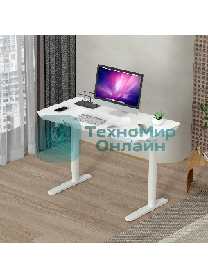 Стол компьютерный Cactus CS-EGD-WT-LED столешница закаленное стекло, белый каркас белый