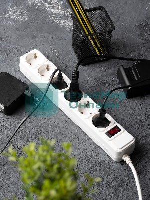 Сетевой фильтр EKF UFP10-375-6-03 6x3 м 10А/2,2 кВт с выкл. c/з ПВС 3х0,75 Блокбастер EKF PROxima