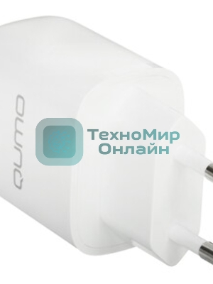 Сетевое зарядное устройство Qumo Energy light PD 20Вт, (модель 0105), USB Type-C PD, + кабель 1м. Type-C на Type-C, белый