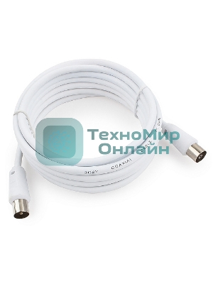 Кабель телевизионный Cablexpert CCV-515-W-3M, Coaxial M/F, белый, 3м