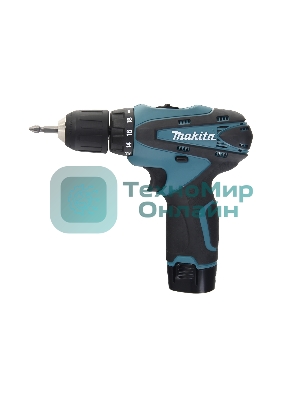 Дрель-шуруповерт Makita DF330DWE, 10,8 В, 1,3 Ач, 24 Нм, щеточный