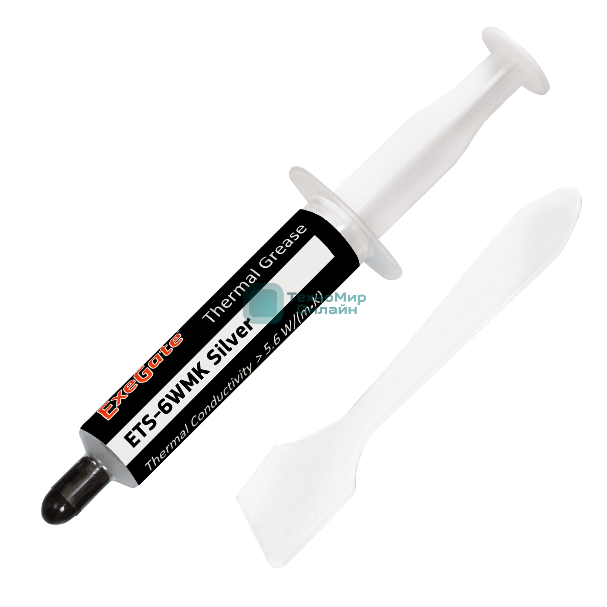Термопаста ExeGate ETS-6WMK Silver, шприц с лопаткой, 8г