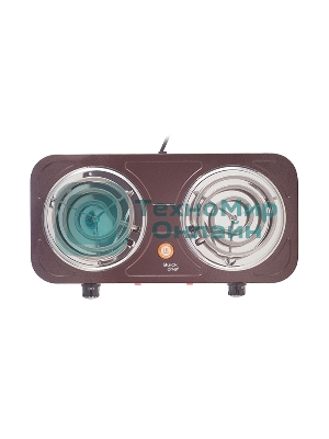 Плита настольная электрическая Centek CT-1509 Siberia коричневый, 2 кВт, ТЭН, конфорки - 2, эмаль, поворотные переключатели