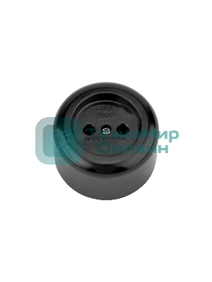 Розетка штепсельная Rexant карболитовая, открытой установки, б/з 16 А, черный