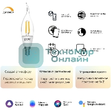 Лампа светодиодная филаментная Gauss Smart Home DIM E14 CF35 4,5 Вт 1/10/40